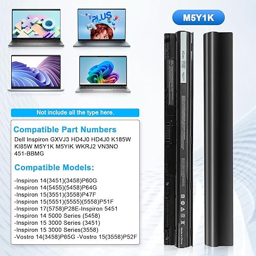 Miniatura 2 de M5Y1K - Batería para portátil Dell Inspiron 15 5000 3000 Series 5559 5558 5555 5555 5566 5755 5759 i5759 5759 5758 3451 3567 i3567 3458 3552 GXVJ3