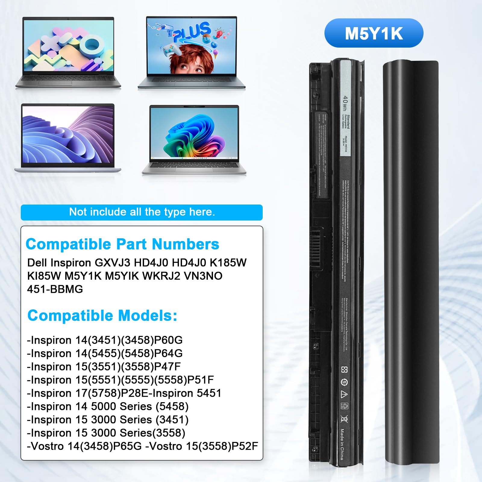 Amazon.com: DHEYWYS M5Y1K 14.8V 40WH Laptop Battery for Dell