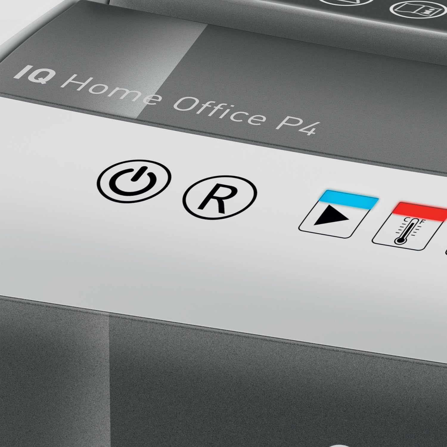 Close-up of Leitz IQ Slim Paper Shredder control panel