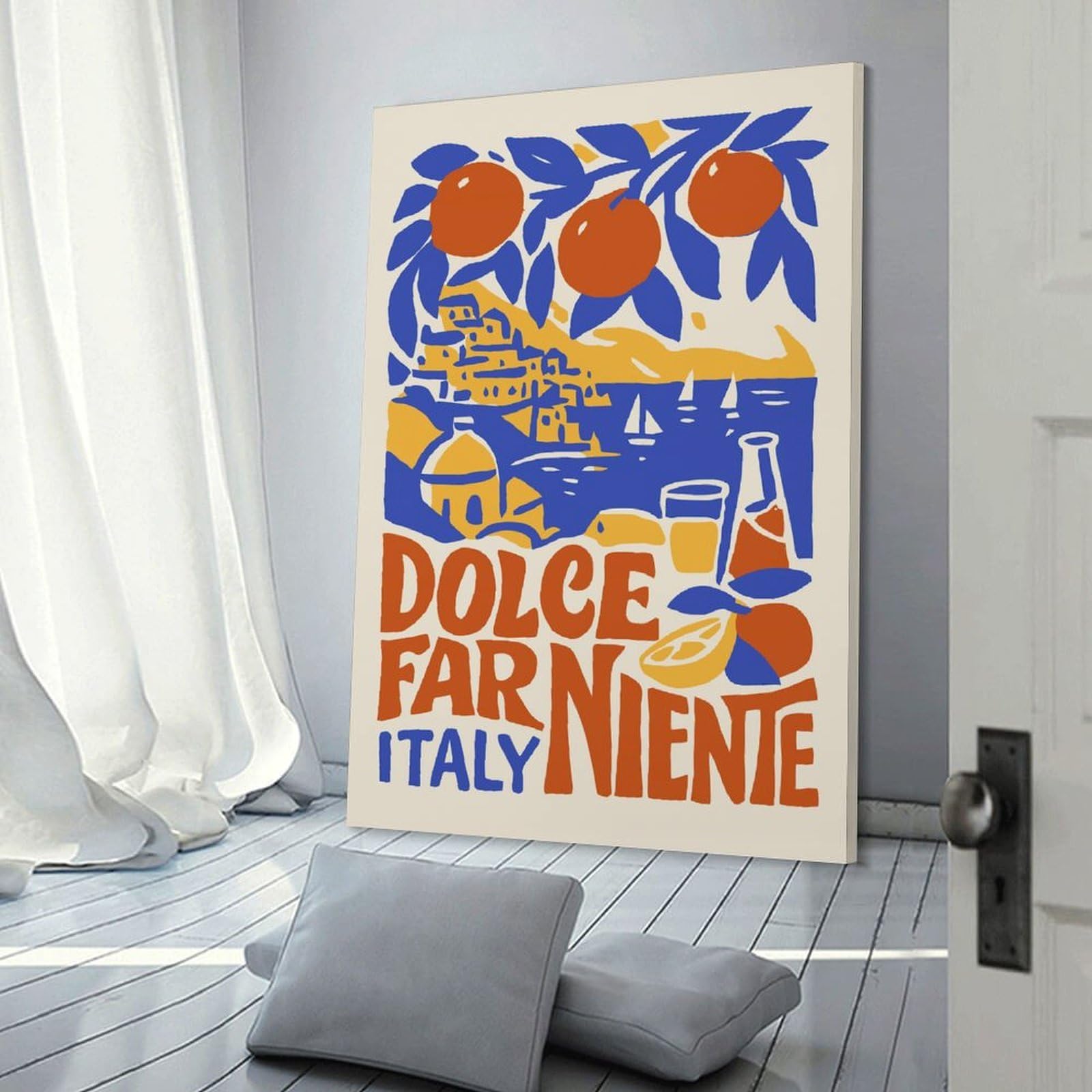 Junmoney Dolce Far Niente Italy Art Canvas Wall Picture, 20x30inch(50x75cm), for Wall Displays, Bedrooms Or Room Updates, Wall Decor Suited to Curated Displays