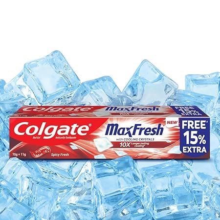 Colgate MaxFresh Toothpaste, Red Gel Tooth Paste with Menthol for Super Fresh Breath, 70g (Spicy Fresh)