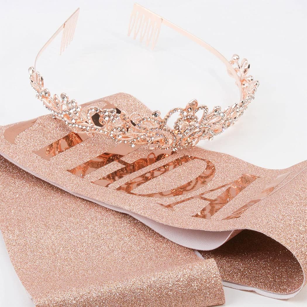 COCIDE Birthday Sash & Tiara Set - Rhinestone Tiara & Sash for Women's Birth Party Decoration Kit - Image 5