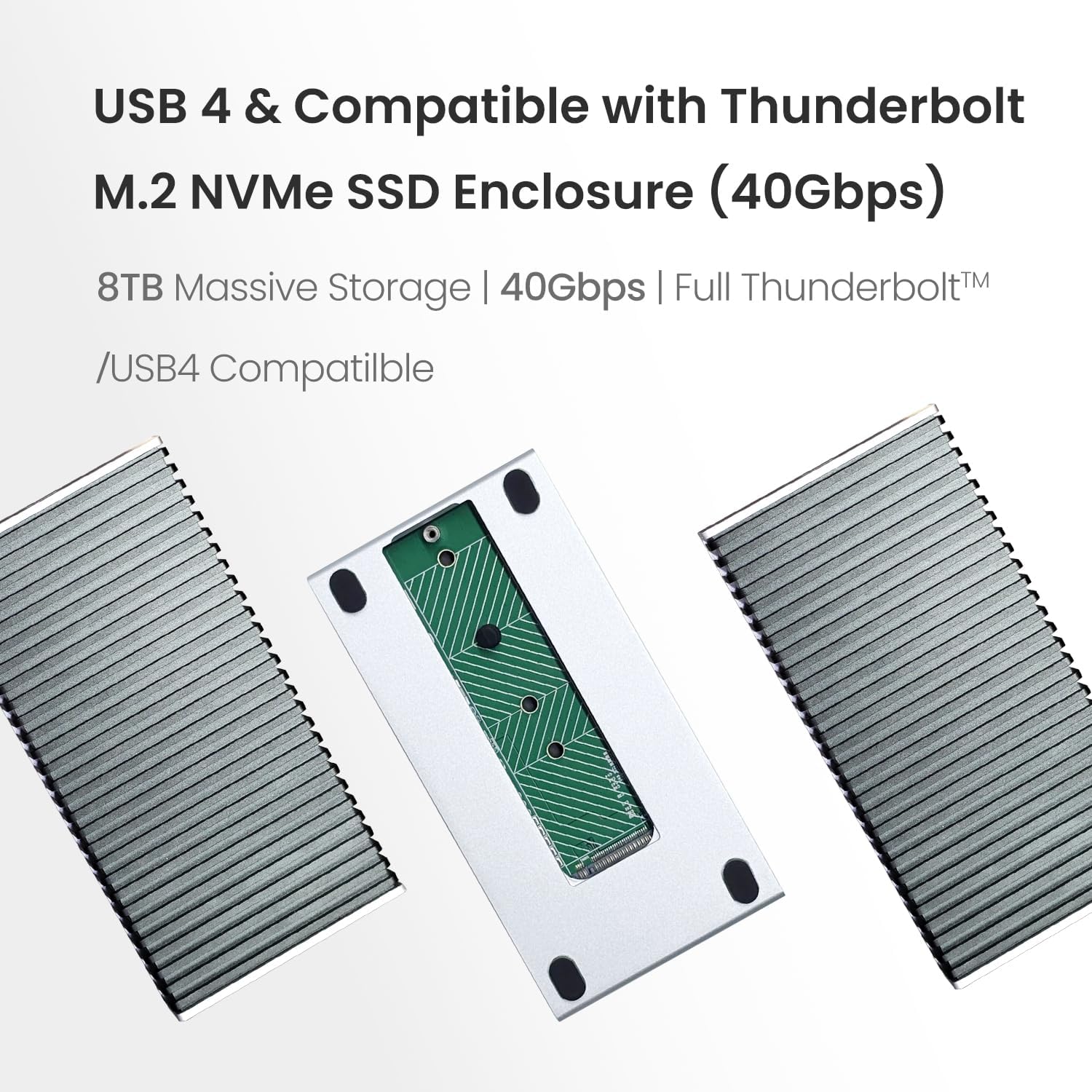 M.2 SSD Enclosure 40Gbps, PCIe4 NVMe to USB4 NVMe Enclosure USB C Compatible with Thunderbolt 5, TB4/TB3, Support 2280/2260/2242/2230 SSD Case M-Key B&M Key Aluminum Alloy