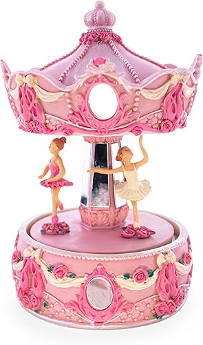BestPysanky Figura musical giratoria de carrusel de bailarina rosa