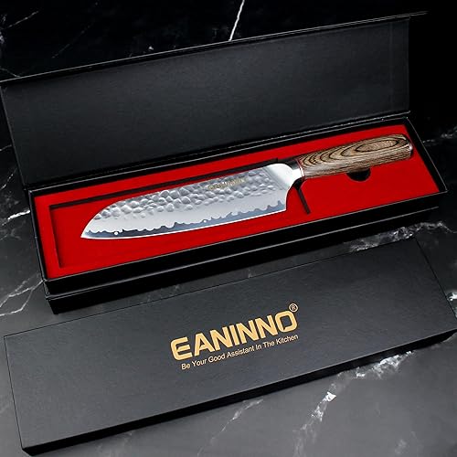 Miniatura 6 de Cuchillo de chef japonés Santoku de 7 pulgadas, cuchillo de cocina alemán de acero de alto carbono, cuchillo de chef asiático forjado para carne,