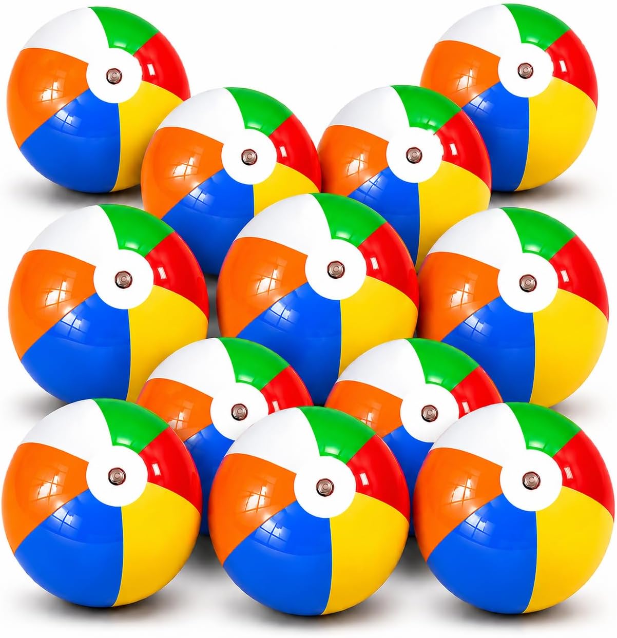 Beach Balls Bulk 12 Pack - Colored Inflatable Party Pack 12" Beach Balls Pool Toys Summer Party Favor