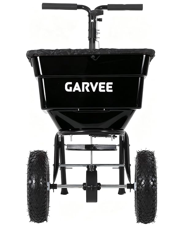 Garvee 100LBS Push Broadcast Spreader, 12FT Spreading Width, 13in All-Terrain Wheels, Adjustable Flow Control, Heavy Duty Walk Behind Lawn Spreader for Fertilizer, Grass Seed, Ice Melt, Salt by Garvee - Image 8