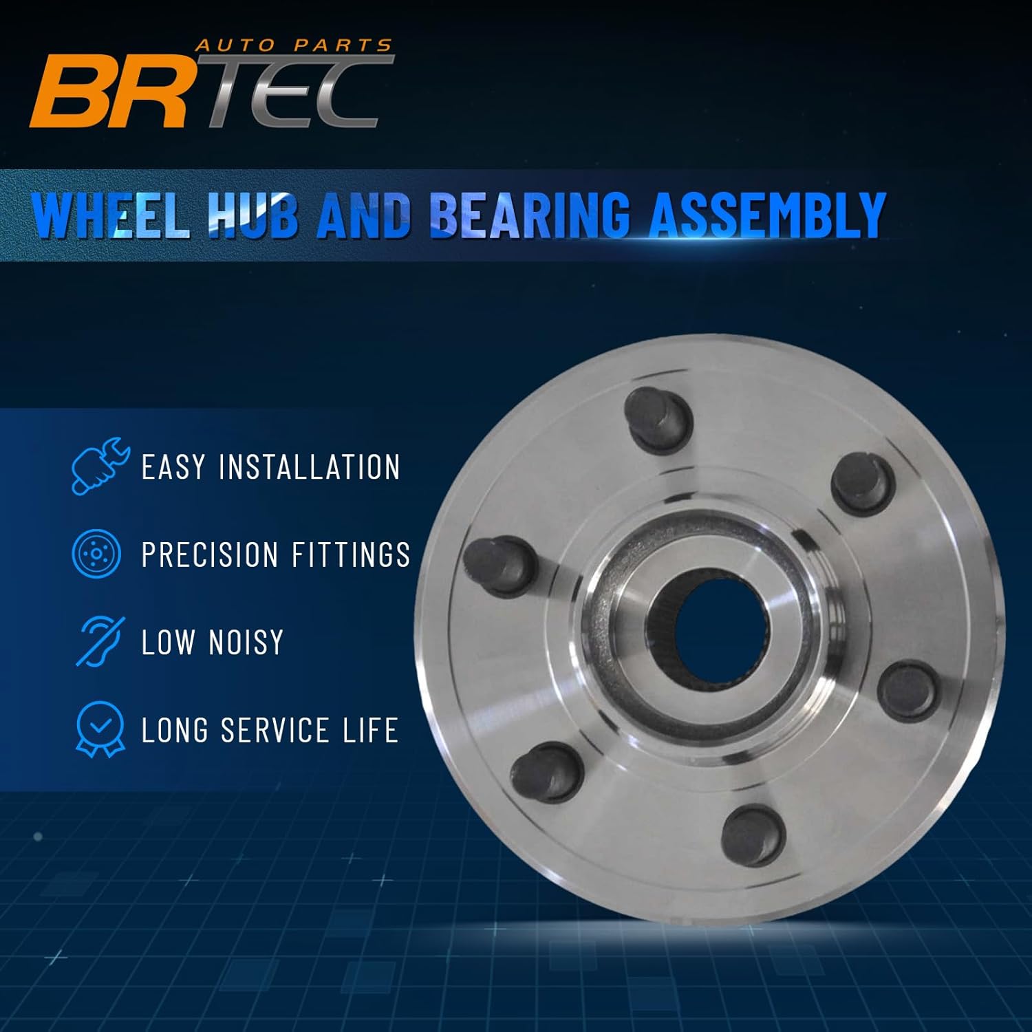 515007 Front Wheel Bearing and Hub Assembly Non-ABS Fits for Dodge Dakota 1997-2004, Durango 1998-2003 4WD Replaces 6-Lug 1 Pack