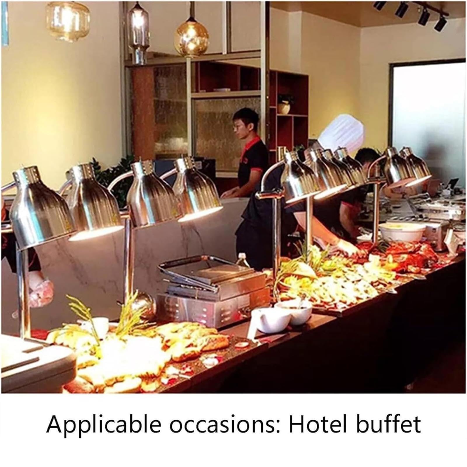 Lámpara Calentadora de Alimentos, Lámpara de Calor con Bombillas para Calentar Alimentos, Lámpara Comercial para Calentar Buffet, Restaurante, Servicio de Comida,Gold
