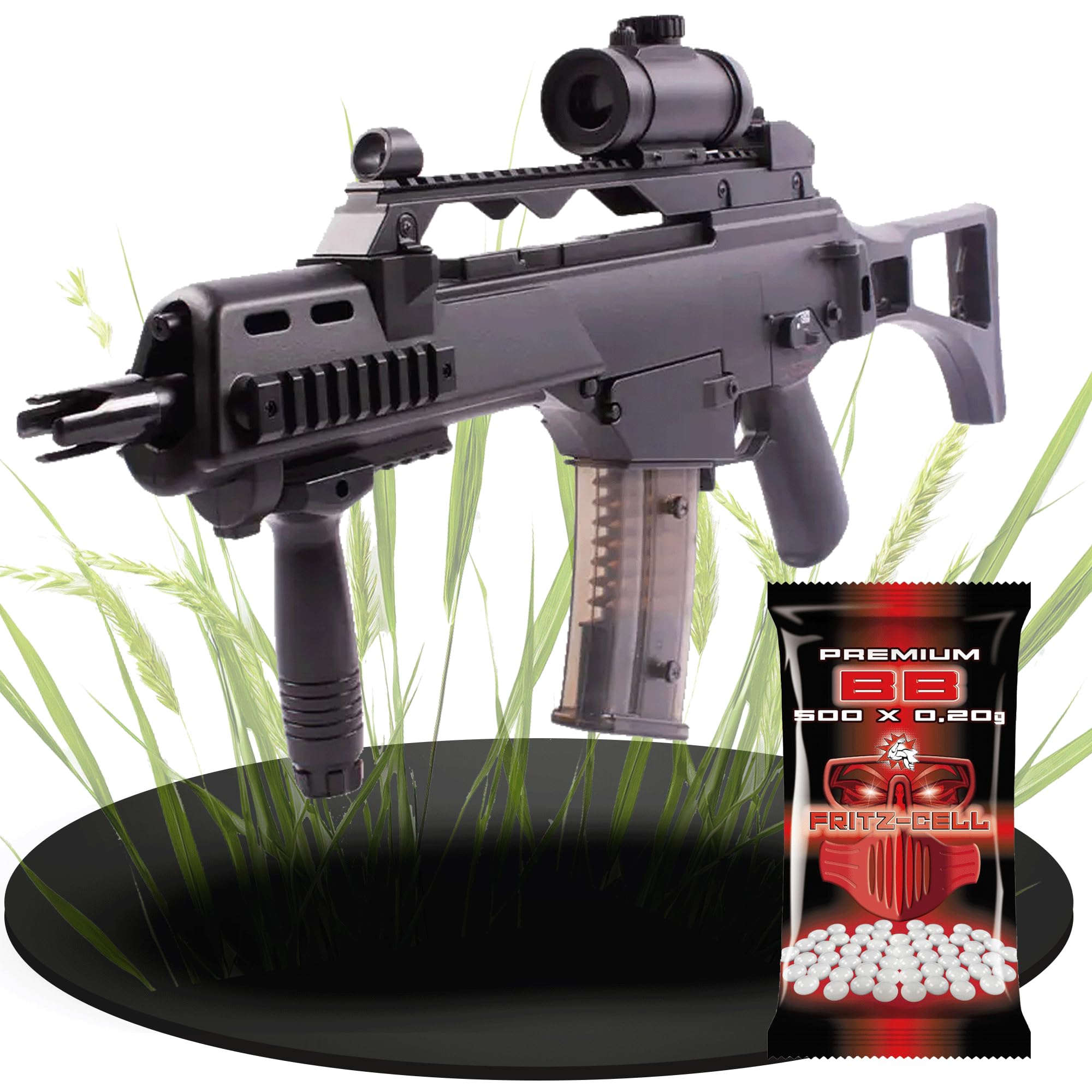 Fritz-Cell Set Airsoft Gewehr Elektrische Softair Waffe 0,5 Joule 6 mm inkl. 500 Premium BB's 0,20g Munition