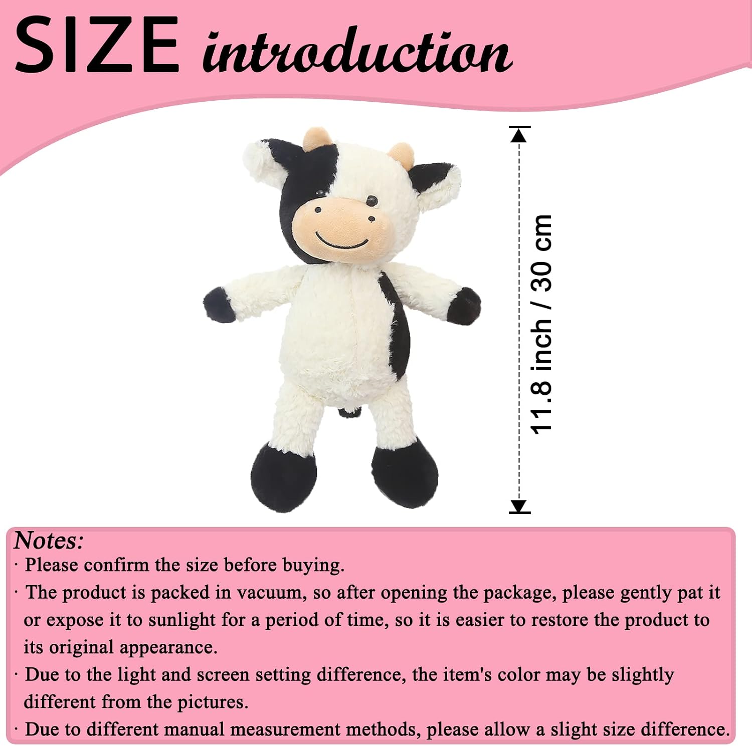 zhidiloveyou 11.8" Cow Stuffed Animals Kawaii Cow Plush Soft Toy Gifts image 5