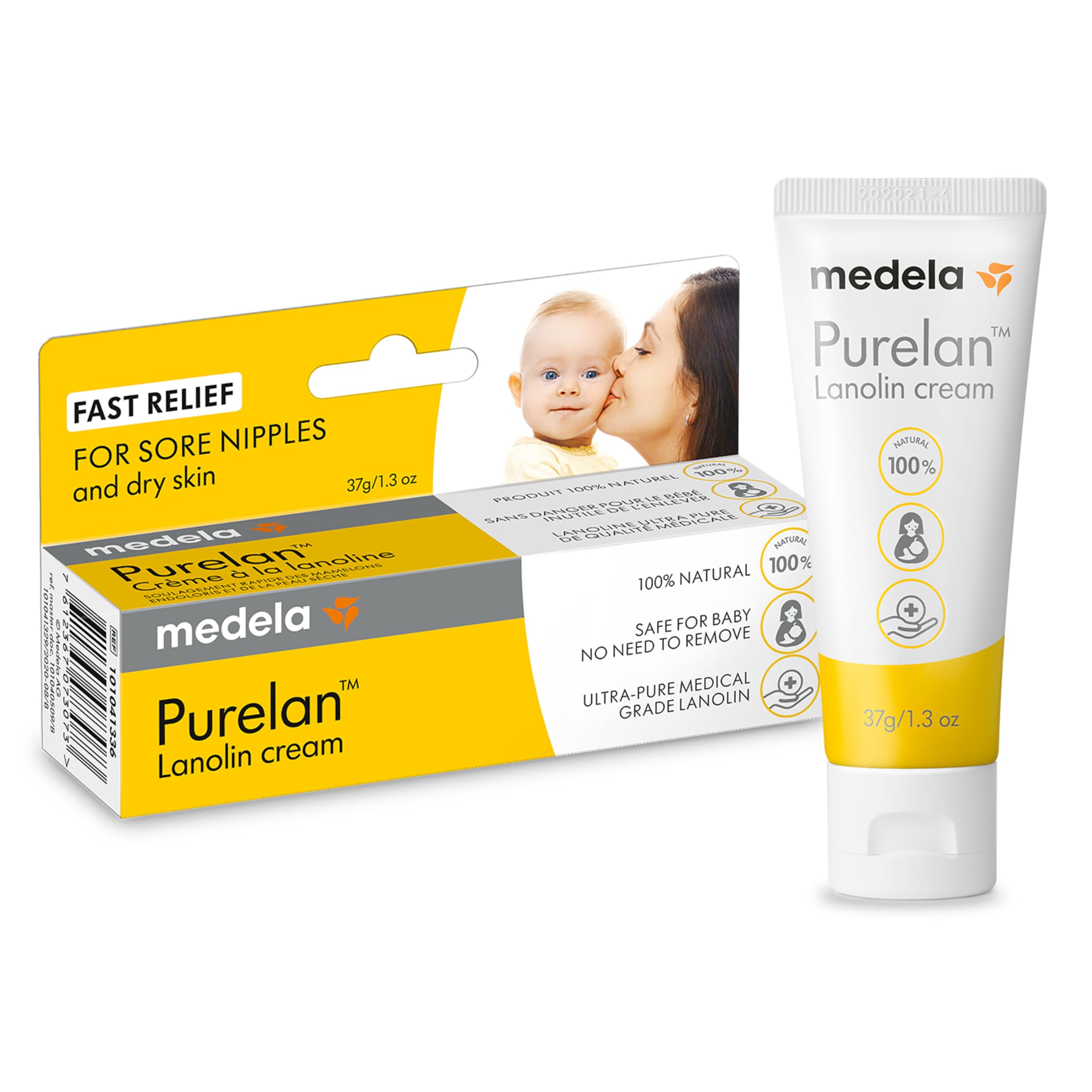 Medela Purelan Lanolin Nipple Cream, Fast Relief for Sore Nipples & Dry Skin During Breastfeeding, Safe for Breastfeeding Baby, Natural, Hypoallergenic, Fragrance-Free, 37gNatrue