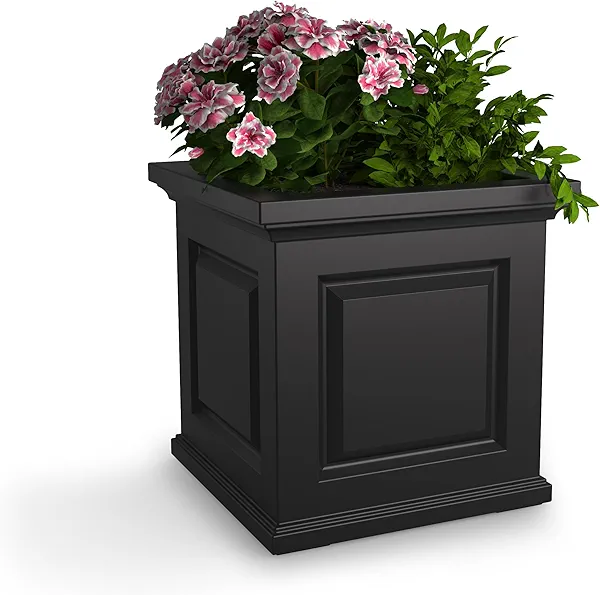 Mayne Nantucket 20-Inch Square Planter – Self-Watering, Weather-Resistant Planter for Flowers – Durable Outdoor Design for Patio, Porch, or Entryway