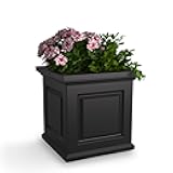 Mayne Nantucket 20-Inch Square Planter – Self-Watering, Weather-Resistant Planter for Flowers – Durable Outdoor Design for Patio, Porch, or Entryway