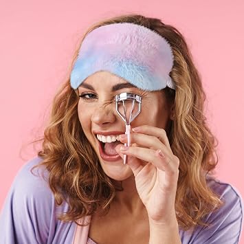 Geyoga 4 Pieces Plush Sleep Mask for Women Sleeping Comfortable Silk Furry Covers Sleep Fluffy Eye Mask Eye Cover Blindfold for Girl Sleepover Party Night Travel Nap Supplies