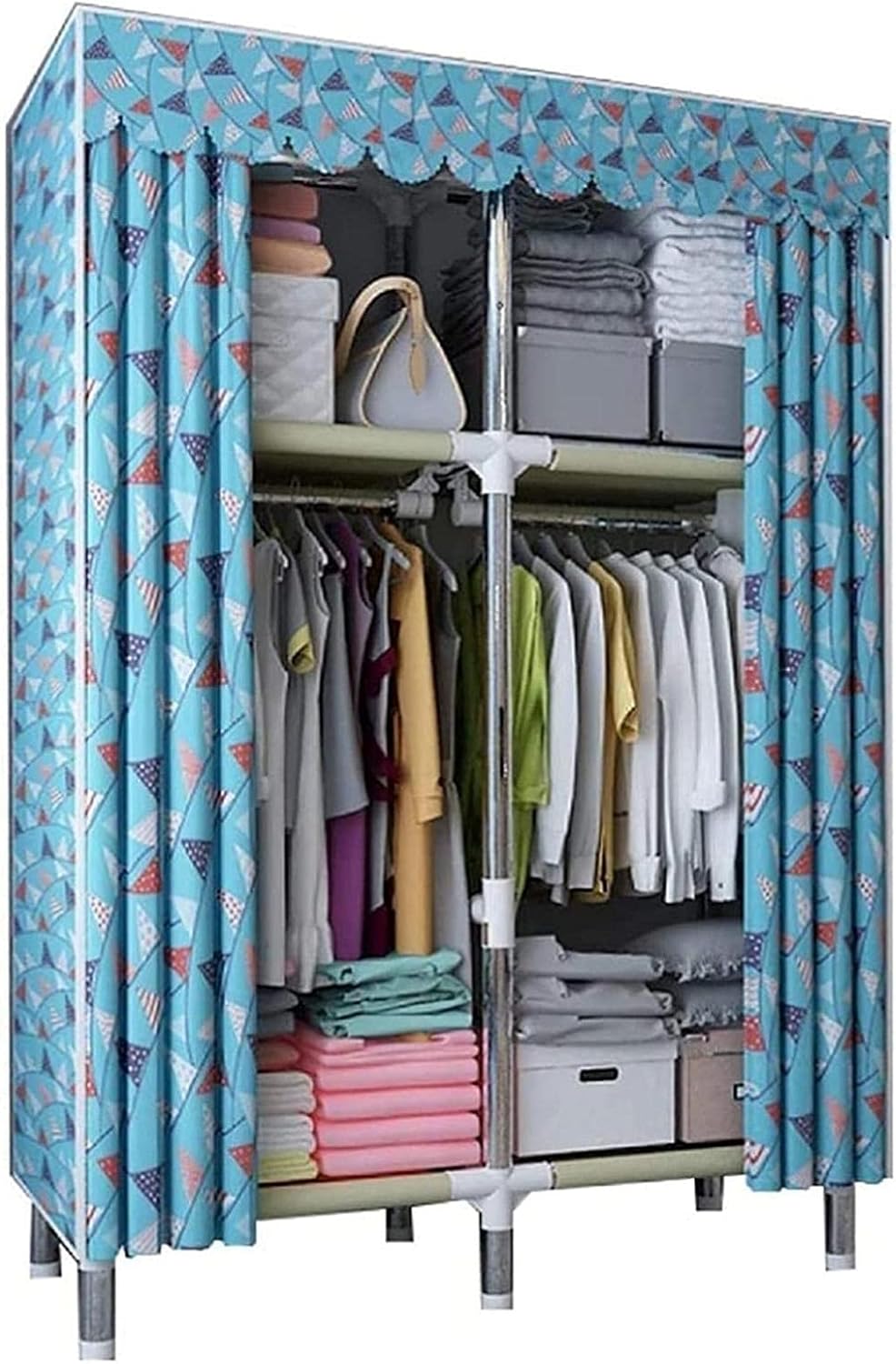 服を掛けるためのクローゼット家具の携帯用ワードローブ ハンガーラック Color Blue B098szp6dd Kmn ワードローブ カラー Purple Luzearteiluminacao Com Br