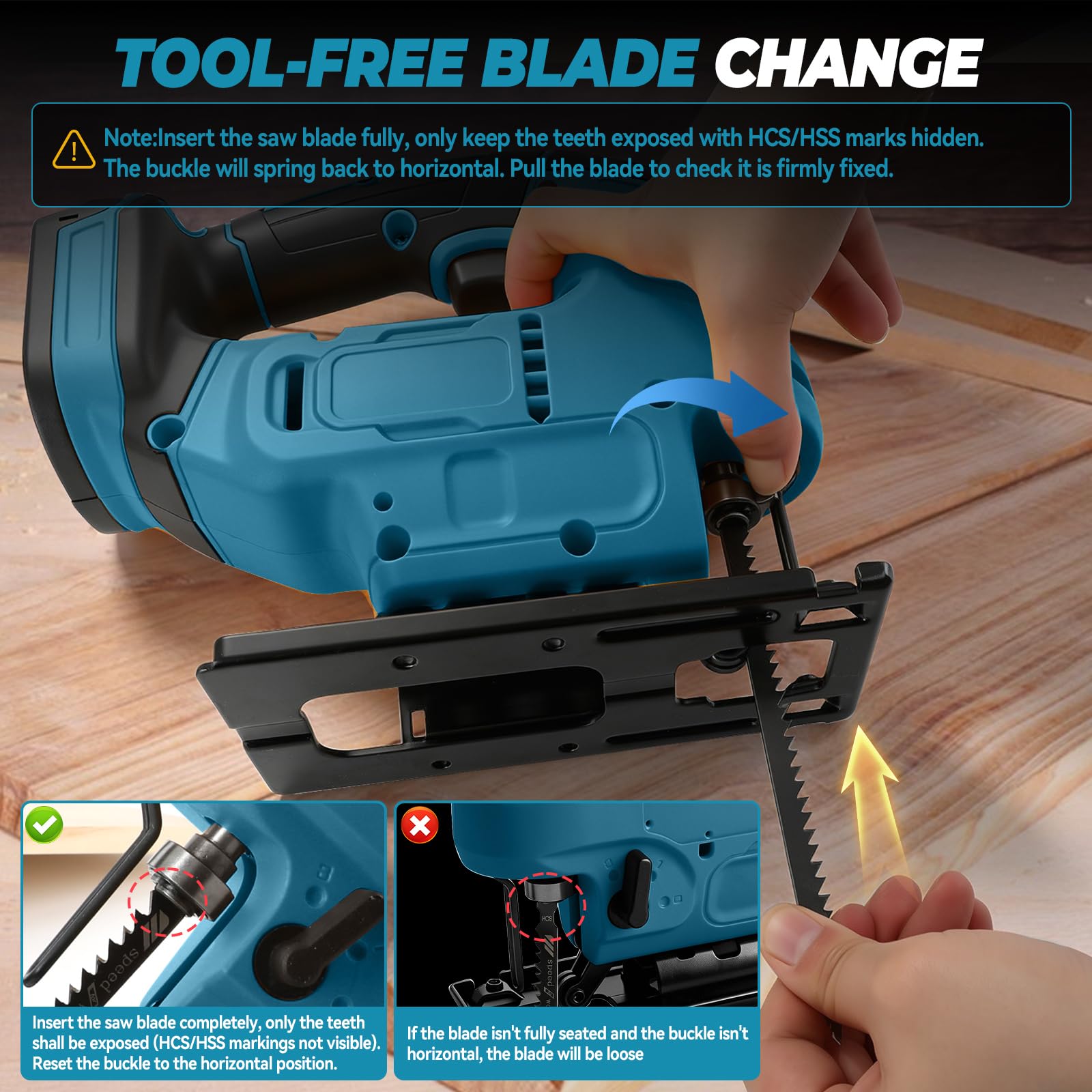 Akumulatorowa wyrzynarka do Makita 18 V, bezszczotkowa elektryczna wyrzynarka mimośrodowa z oświetleniem LED, bezstopniowa regulacja prędkości obrotowej, kąt cięcia ukośnego ± 45°, 6 brzeszczotów z