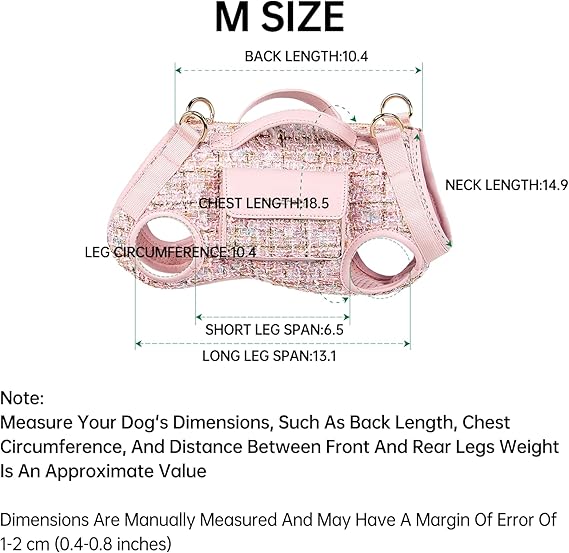 Dog Lift Harness Dog Carrier- with Soft Cushion Belt Design for Dogs/Lightweight Breathable Multi Functional, Can be Used as a Handbag (Pink, M)