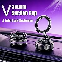 Vista 2 de Magnetic Vacuum Car Phone Holder with Strong Suction Cup 360° Adjustable Foldable Phone Mount Portable Phone Holders for Your Car/Gym/Mirror Mount