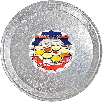 PACTOGO 12 Round Flat Aluminum Foil Cater Trays with Clear Dome Lids - Disposable Stackable Serving Platters for Parties, Holidays, Events, and Buffet (Pack of 5 Sets)