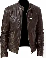 Jaqueta masculina de couro sintético acolchoada com lã