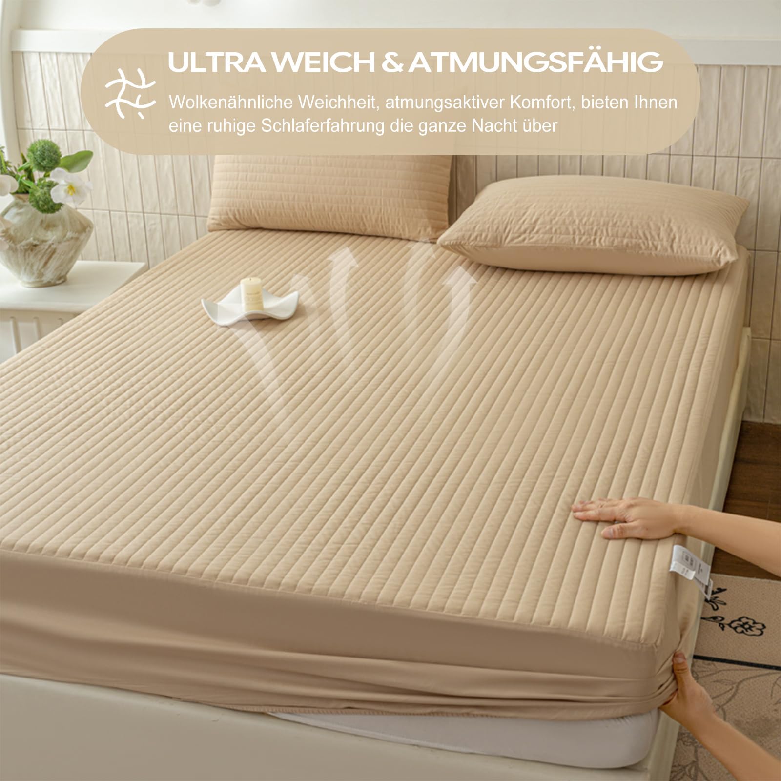 Spannbettlaken 120x200 Khaki Baumwolle Doppelbett