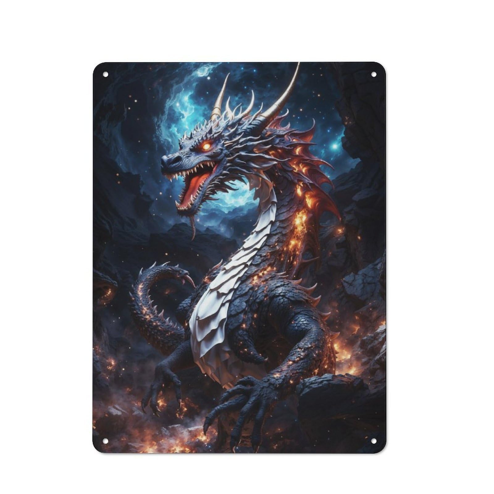 Junmoney Dragon Lair Rustic Tin Sign 40X30cm For Café Or Restaurant, A Decorative Christmas Gift For Hospitality Interior Collectors