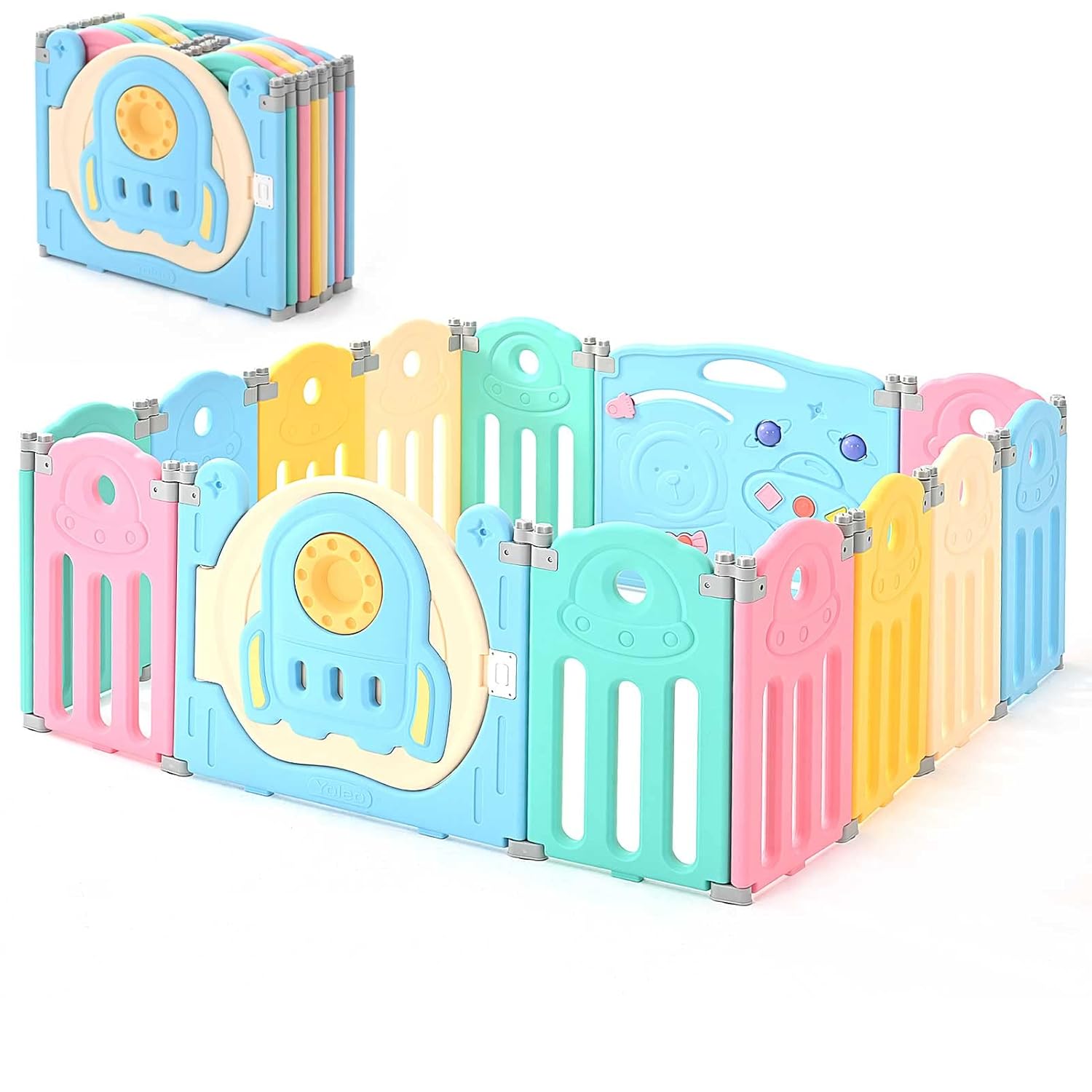 Playpens 12+2 Panel Large Foldable Baby Playpen Kids Plastic Play Pens