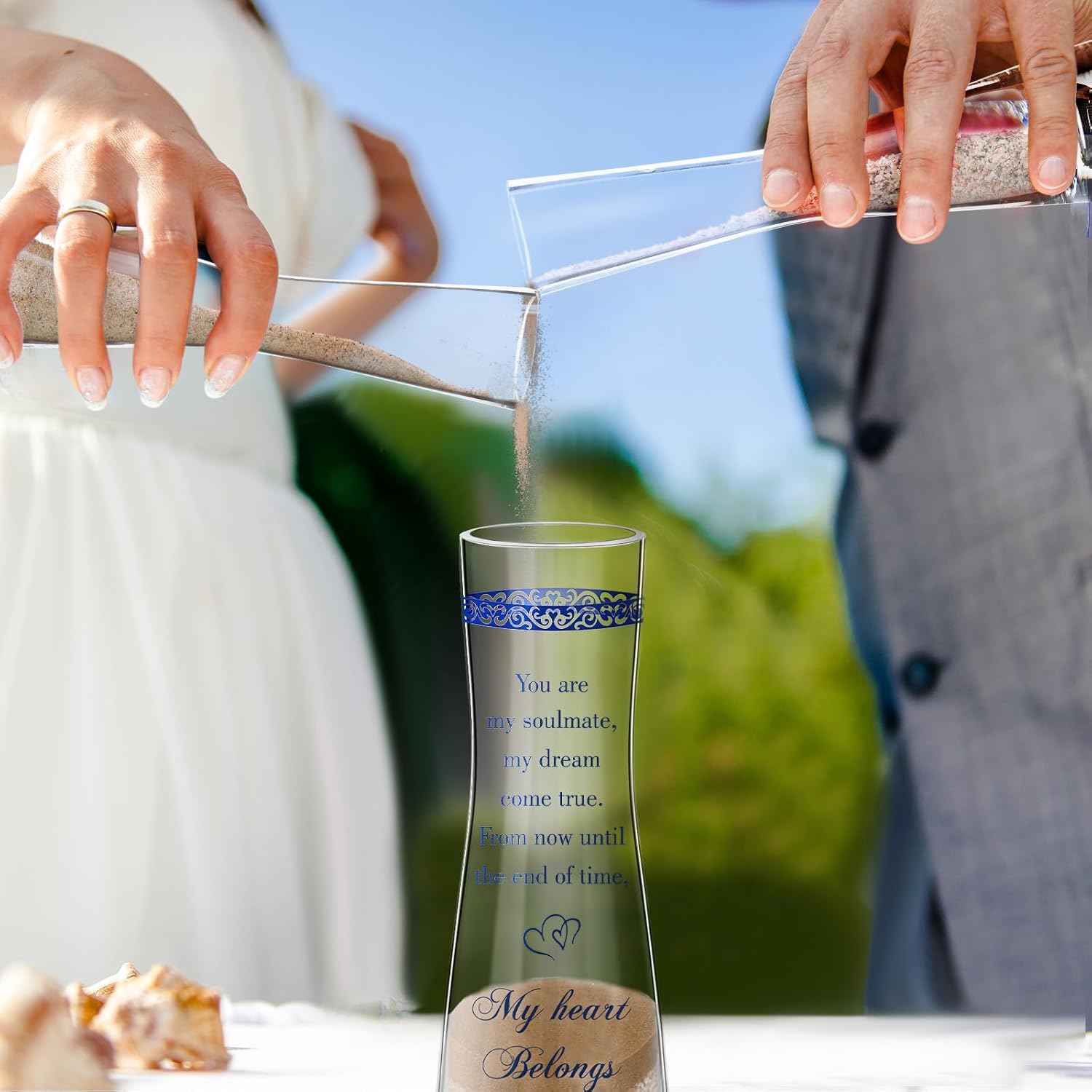 Irenare Unity Sand for Wedding Ceremony Set Include Ceremony Vase, Sand, Cork Stopper for Weddings Engagement Anniversary(Attractive)