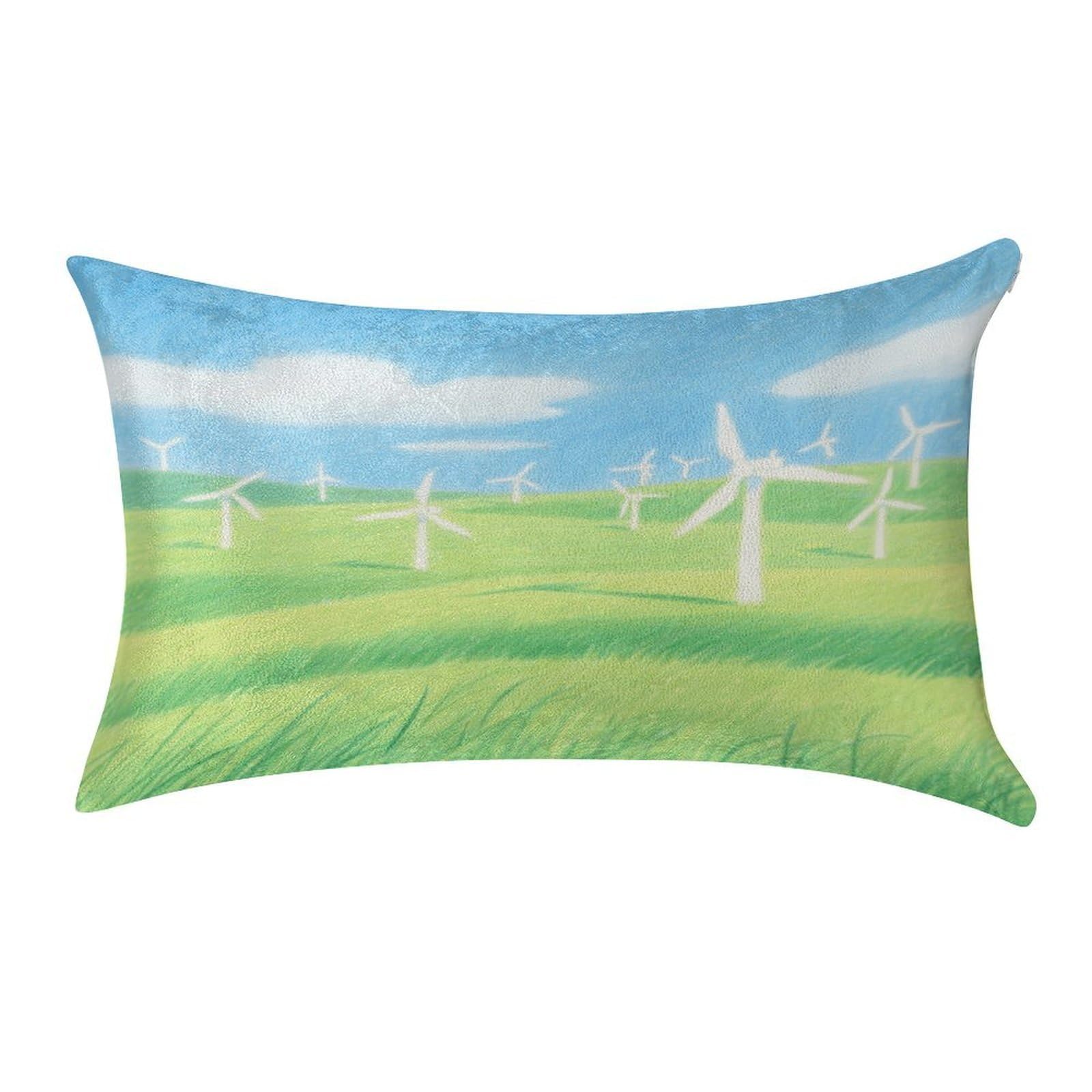 Fekiloot Style Grassland Windmill Group Pillow Covers Home Decor Pillow Cases