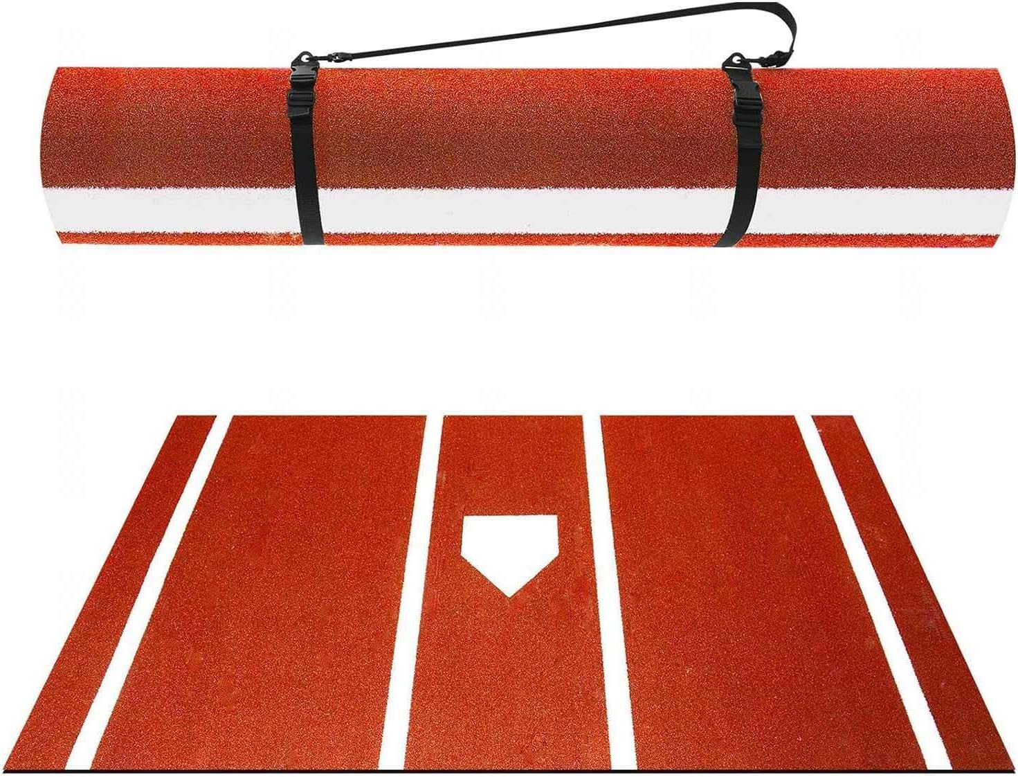 Baseball Hitting Mat, Batters Box Turf Mats with Home Plate, Basebal Hitting Mat, Non-Slip Eva for Batting Stance Practice