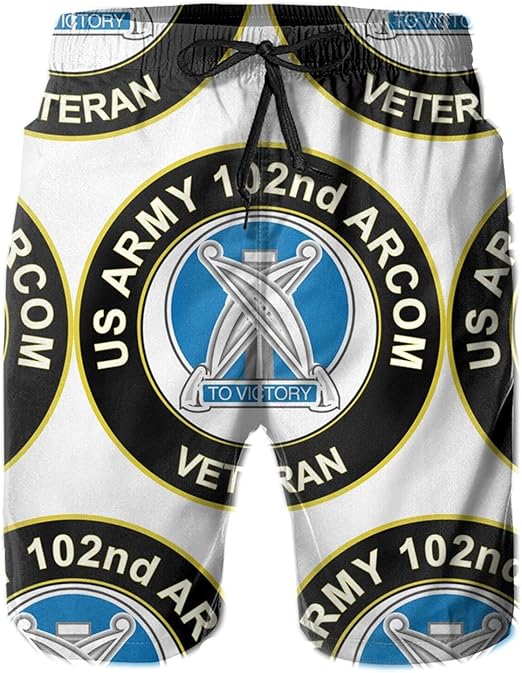 Us Army Veteran 102nd Arcom Unit Crest Mens Surf Swim Trunks 3D Quick 