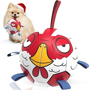 QDAN Dog Balls Toys Dog Soccer Ball Toy Soccer Balls with with Straps Dog Toys Pet Puppy Birthday