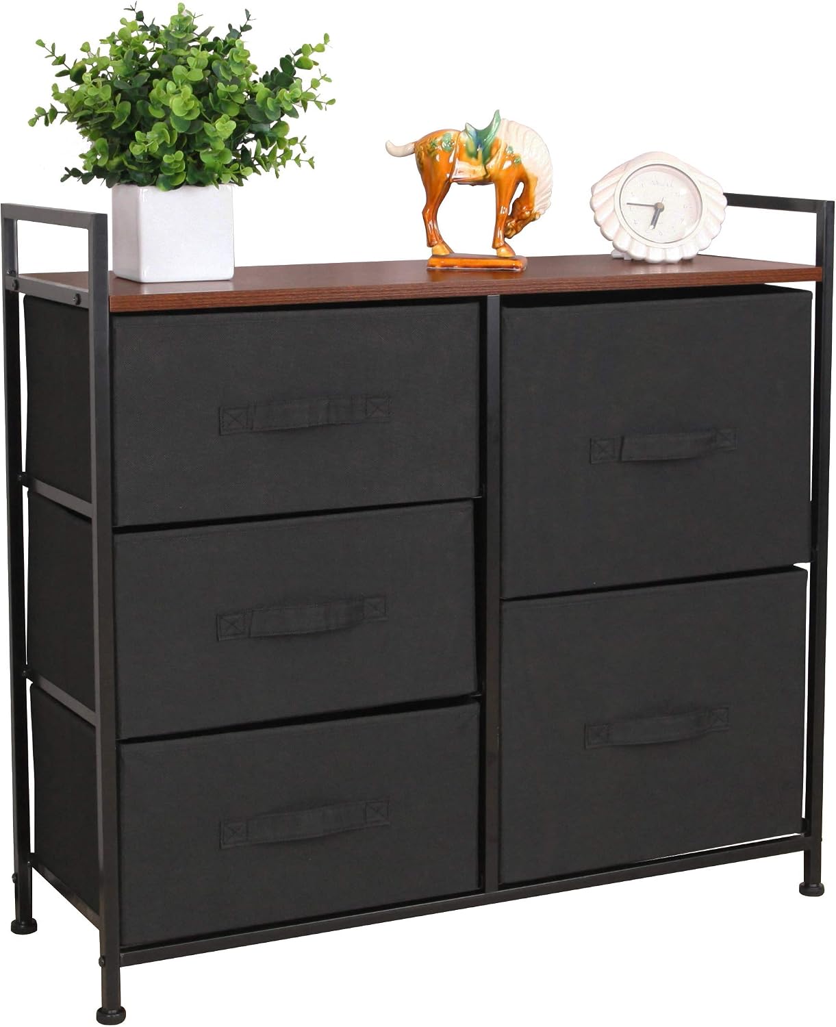 East Loft Multipurpose Dressers for Bedroom Cheap Closet Dresser for Nursery - Storage Dresser with 5 Fabric Drawers - Easy Assembly Small Dresser for Closet Kids Clothes Organizer (Black)