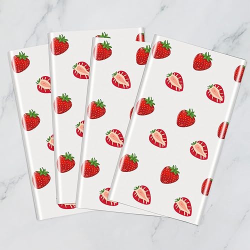 Miniatura 9 de Paquete de 4 manteles de fiesta de fresa, mantel de fresa para primer cumpleaños, mantel de plástico con diseño de fresas, suministros de fiesta de