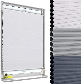 WOLTU Wabenplissee ohne Bohren verdunkelung, 95 x 130 cm, Weiß-Weiß