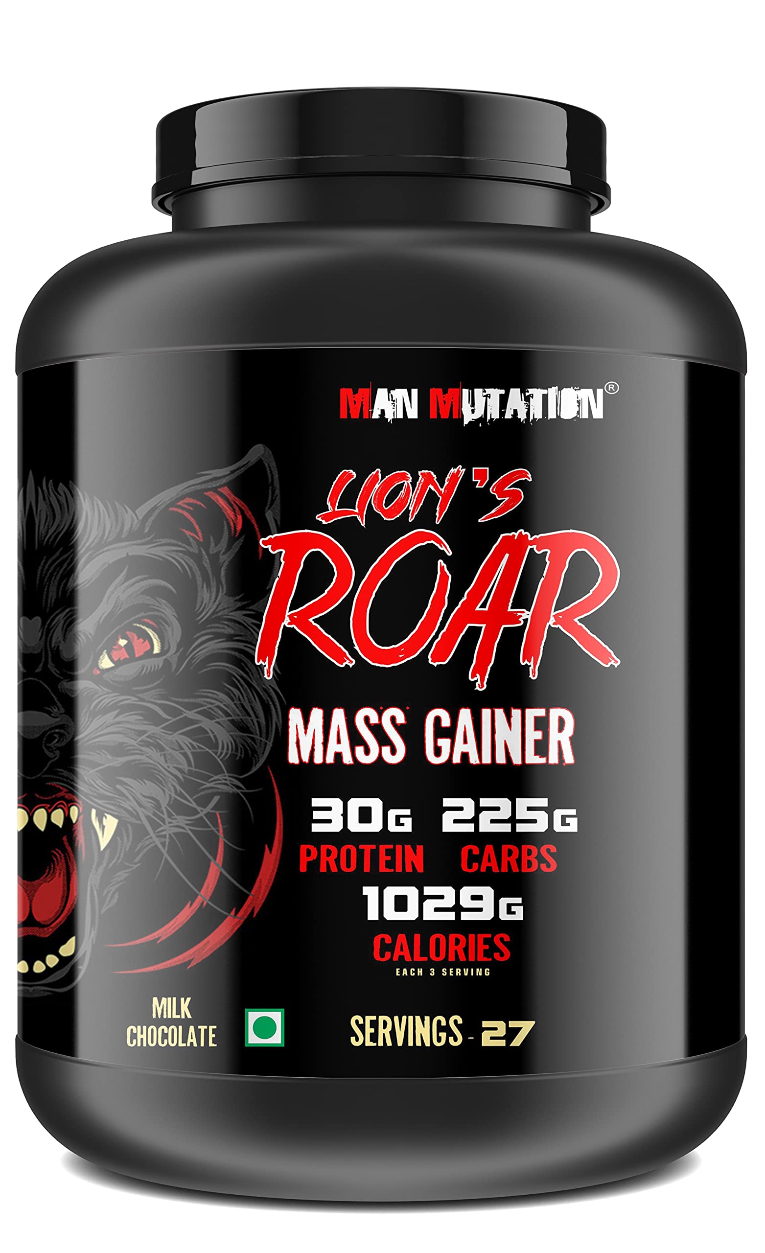 Man Mutation Lion's Roar Mass Gainer Milk Chocolate Flavor 6lbs - 27 Servings