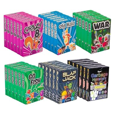 Regal Games Card Games for Kids - Go Fish, Crazy 8's, Old Maid, Slap Jack, Garbage Monsters, War - Simple & Fun Classic Family Table Game Sets (6 x 6)