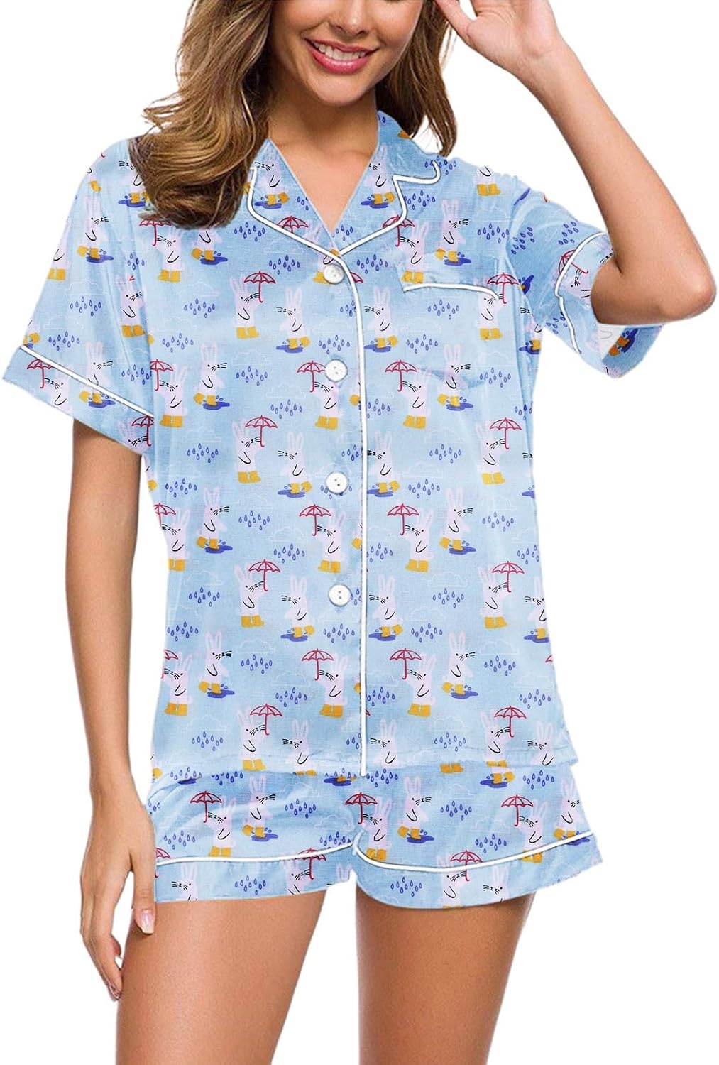 Damen Pyjama Set Mit Tiger Print – Kurzärmlig Mit Shorts & Strickjacke, Weich & Atmungsaktiv, Perfekt Für Den Sommer