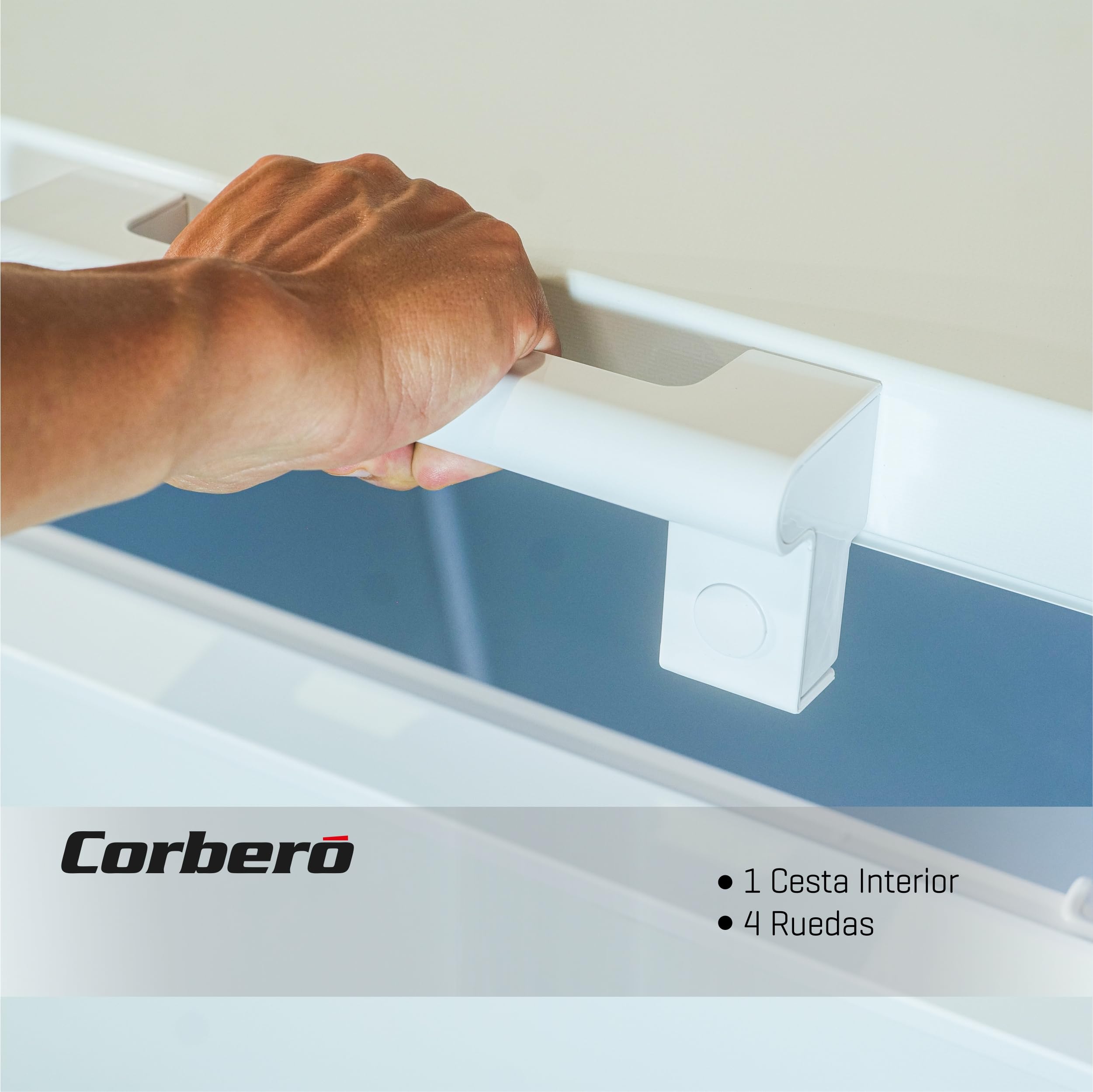 Corberó - Congelador Arcón | CCHH20024E | Capacidad 198L | Control Electrónico con Display | Luz LED | Tirador | 1 Cesta Interior | 2 Ruedas | 2 Patas Ajustables | 40 Db | Blanco