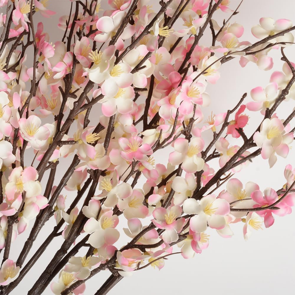 CLONG Artificial Cherry Blossom Branches for Vase Faux Cherry Blossom Stems Long Stem Artificial Flowers for Tall Vase (5, Pink)
