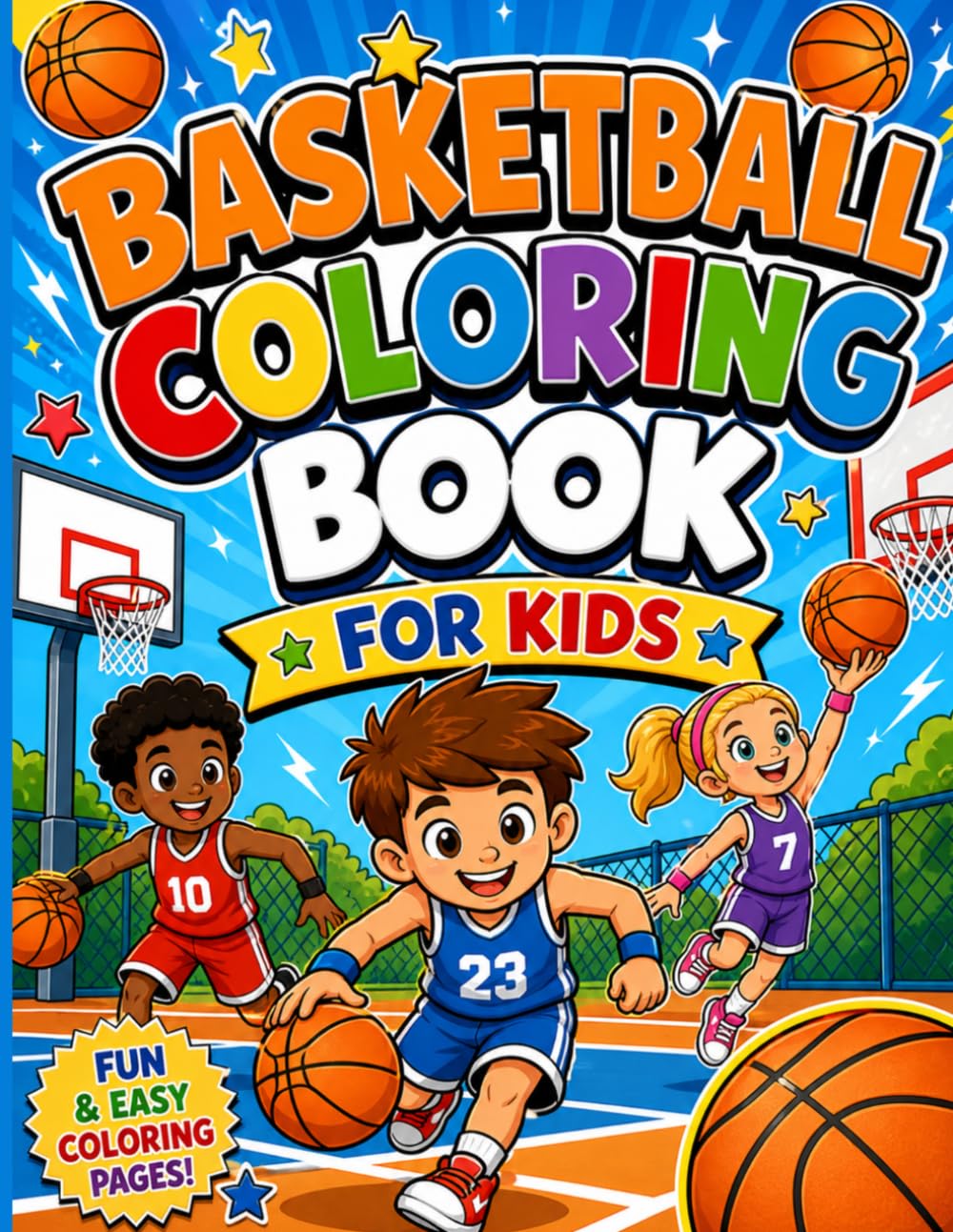 Fun Basketball Coloring Book for Kids: basketball coloring pages for kids ages 4-10