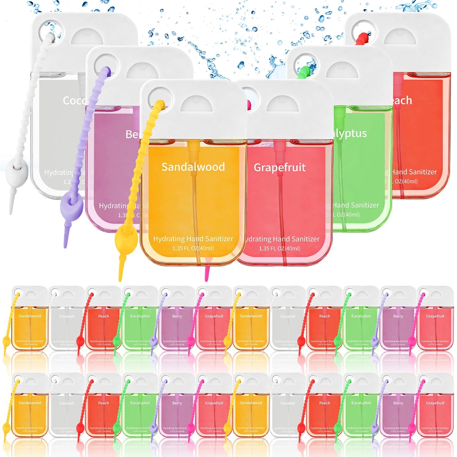 Frienda 24 Pcs Hydrating Hand Sanitizer Spray Scented Pocket Hand Sanitizer Travel Size with Keychain Moisturizing Sanitizing Hands Thank You Appreciation Gifts for Team Coworkers Staff Women Adults