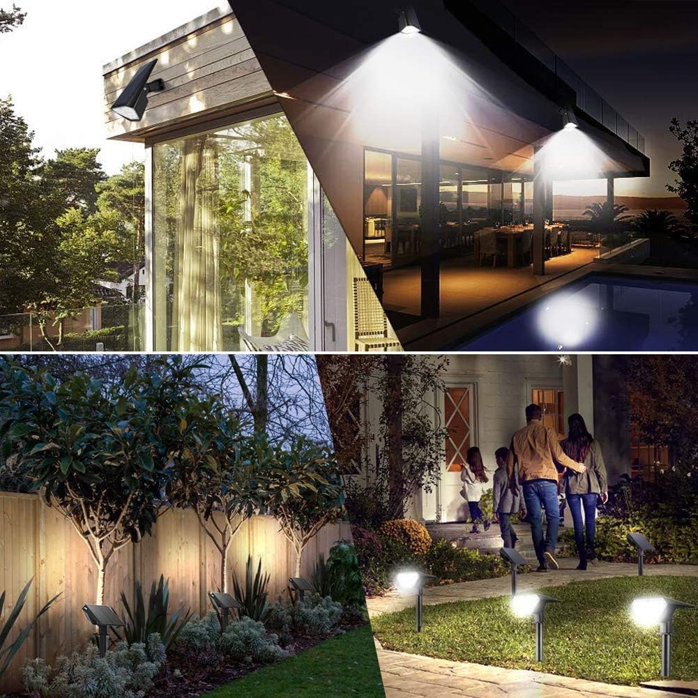 Exclusive Discount 50% Price Biling Solar Spotlights Outdoor, 2-in-1 Solar Landscape Lights 12 LED Bulbs Solar Powered Lights IP67 Waterproof Adjustable Wall Light for Patio Pathway Yard Garden Driveway Pool - White(10 Pack)