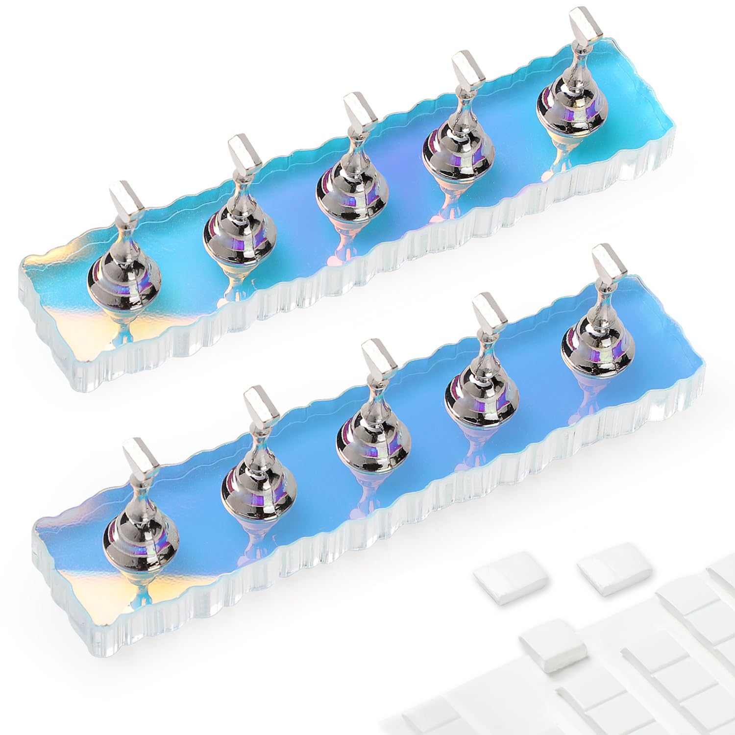 Narsikar 2 Set Nail Stands, Nail Holder for Painting Nails, Acrylic Nail Stand for Press on Nails Display Stand with Adhesive Putty Practice Nail Art