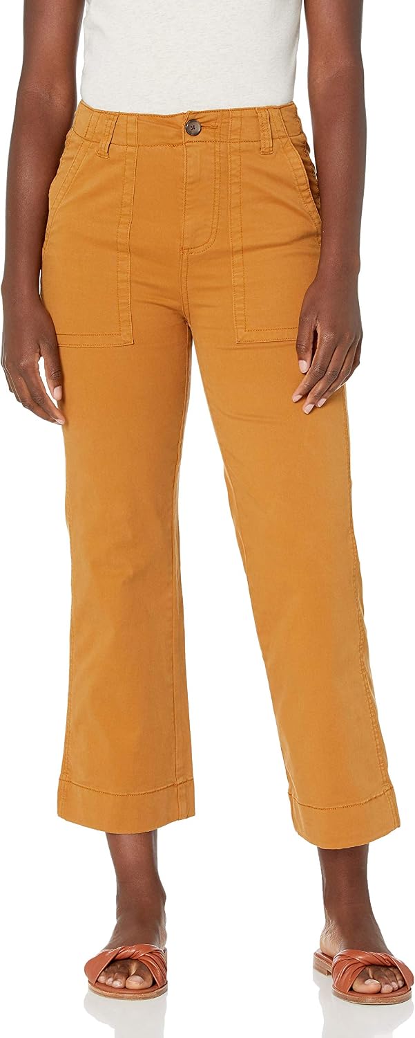 Goodthreads Women's Stretch Chino Wide-Leg Military Crop Pant