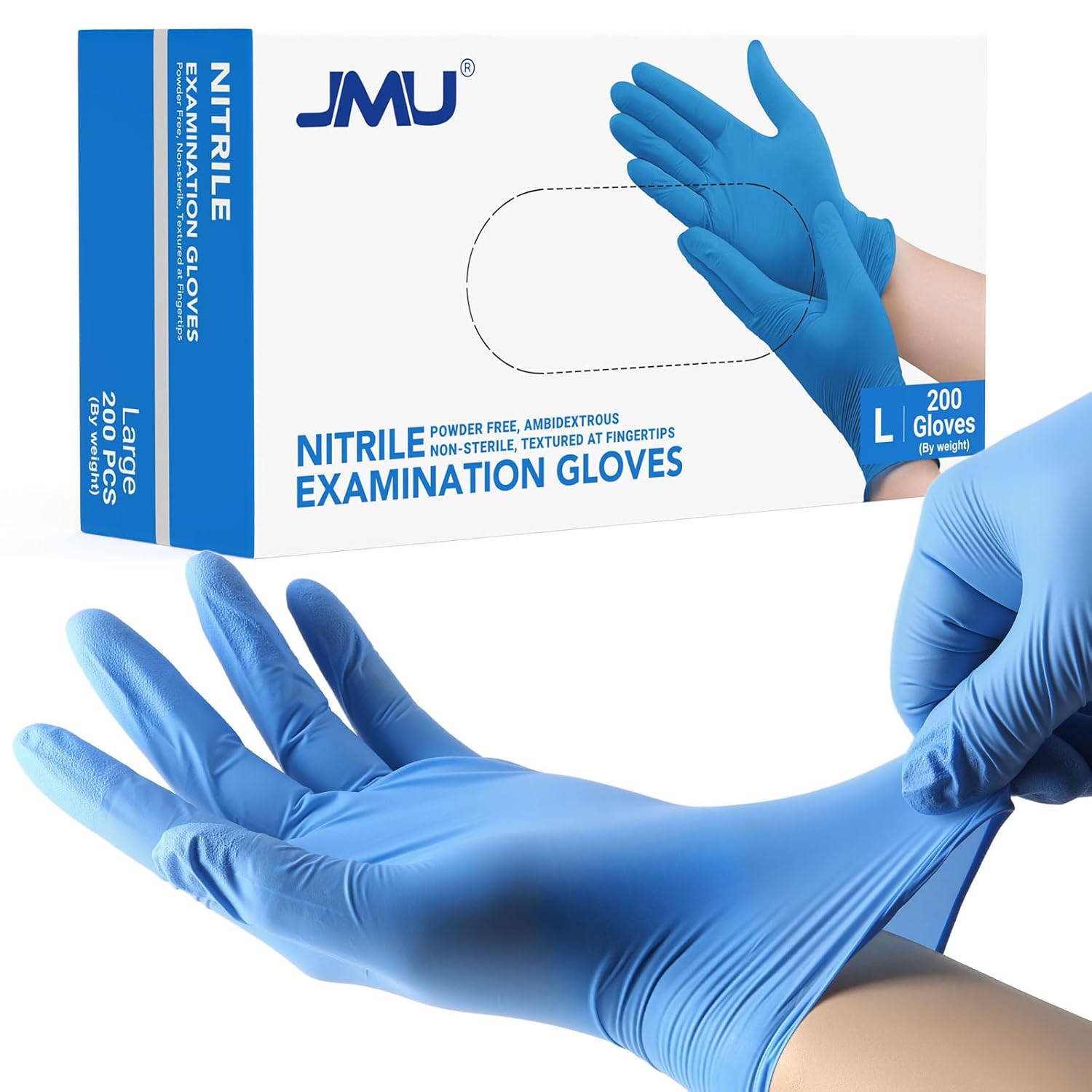 JMU Nitrile Disposable Gloves Large, 1200 Count, 3.5 Mil, Latex Free Powder-Free Medical Exam Gloves, Blue - Image 9