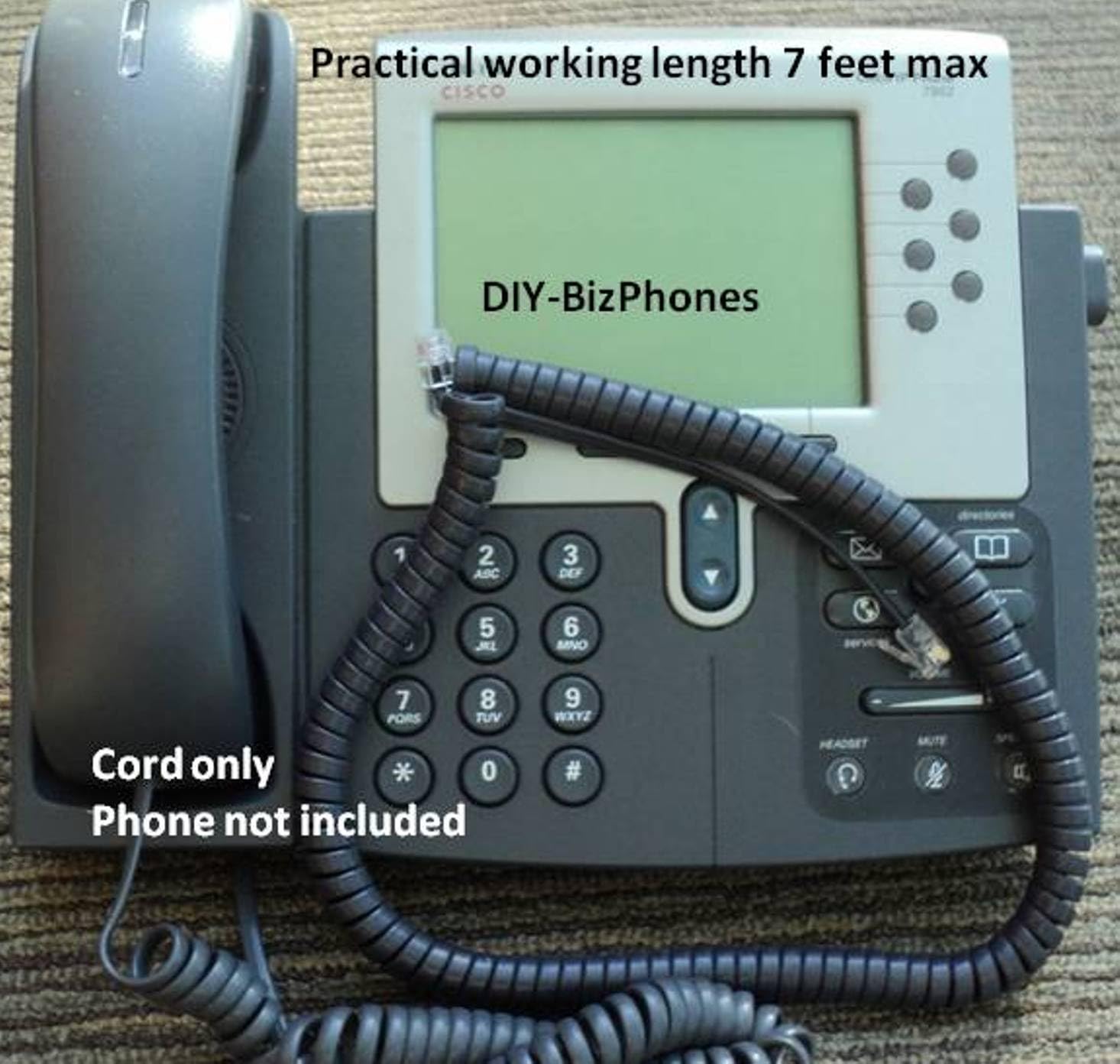 Mobilteilkabel, kompatibel mit Cisco IP-Telefon, 3,6 m, Grau, 25 Stück