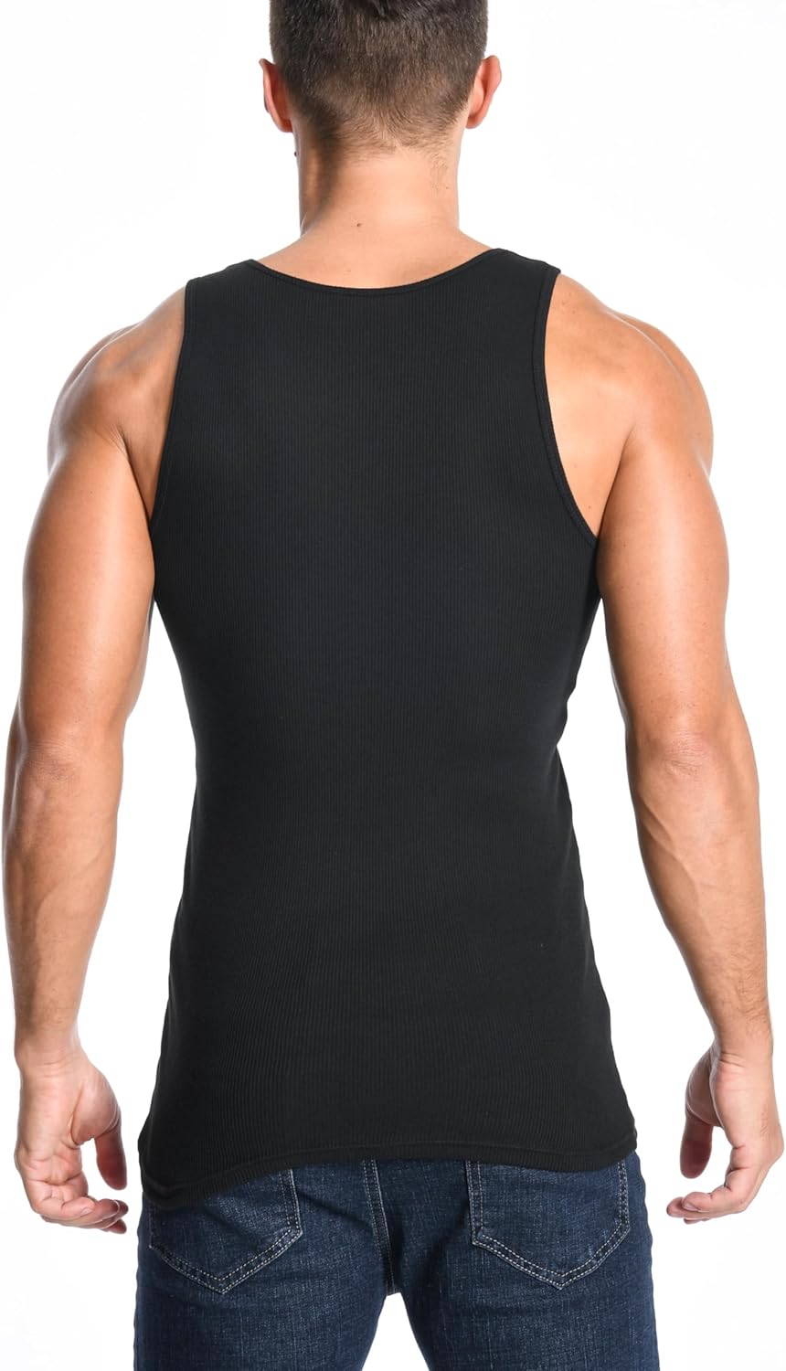 Comfneat Men's 6-Pack Ribbed Tank Tops Cotton Comfy Fit Undershirts - Image 5