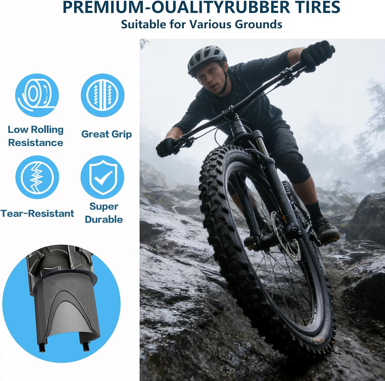 SIMEIQI 2 Pack 16"/18"/20"/26"x1.95" Bike Tires and Tubes AV 32MM Compatible with 16"/18"/20"/26"x1.75"/1.95" Replacement Bike Tires for Mountain Trail Hybrid Bicycles